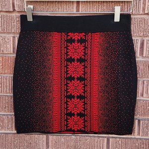 NWOT Krimson Klover Splendor Skirt Fiery Red Geometric Pattern Fitted Size Small
